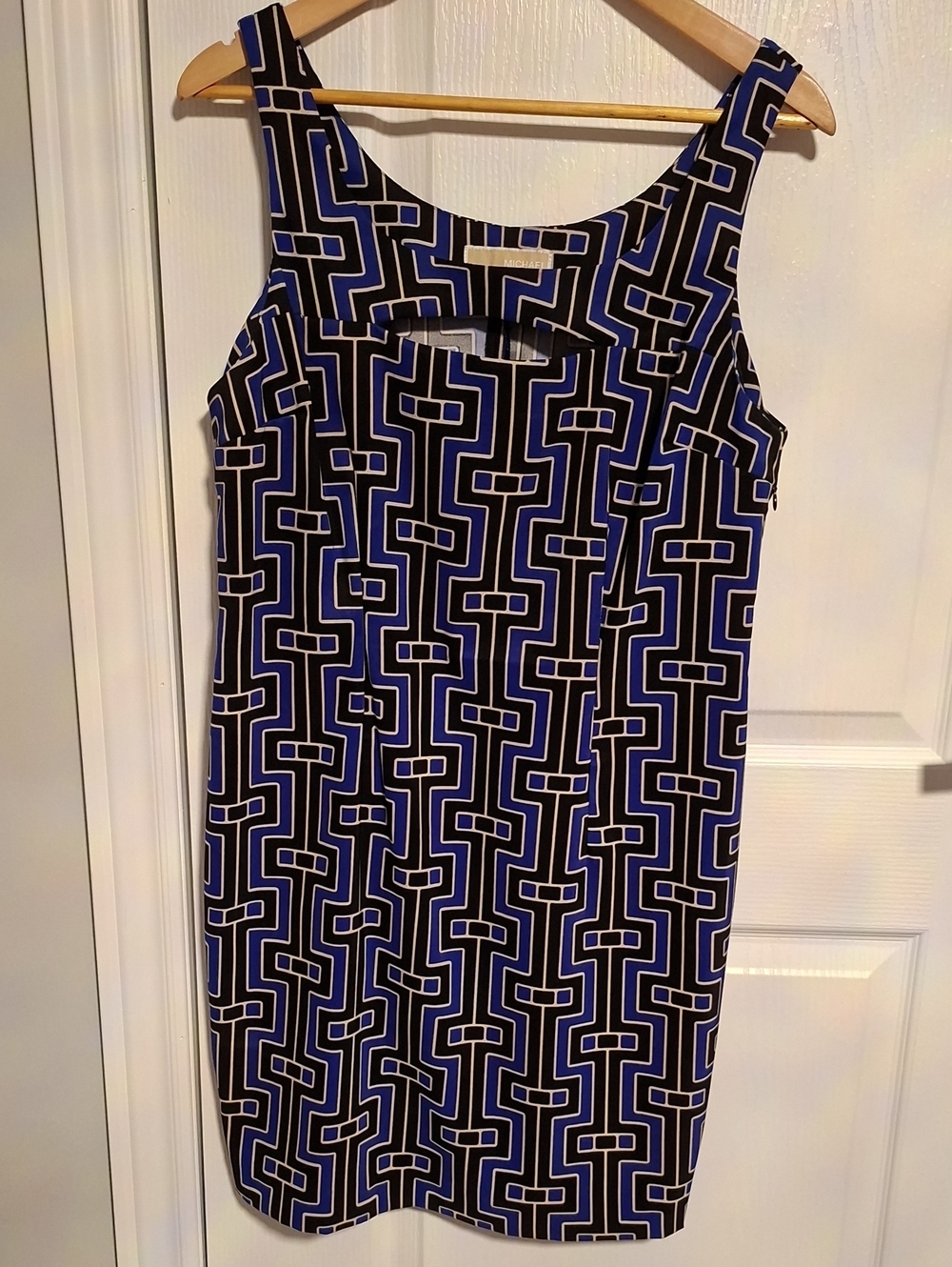 Michael Kors Black and Blue Geometric Midi Dress